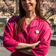 Cathrin Janøy på Strømsø Torg, Drammen.